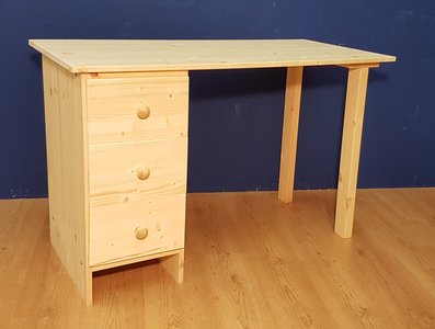 Tienerburo met ladenblok en rechte poten houtknop 60x100 t/m 60x150cm